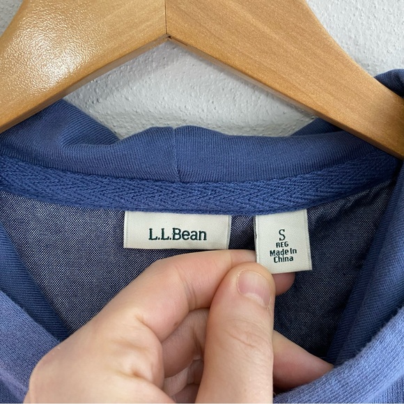 LL Bean Blue 1/4 Button Up Pullover Hoodie Sweatshirt Women’s Small - Picture 3 of 7
